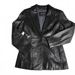 WILSON's Womens Tailored Black Genuine Leather Blazer.  NWOT. Classic Luxury